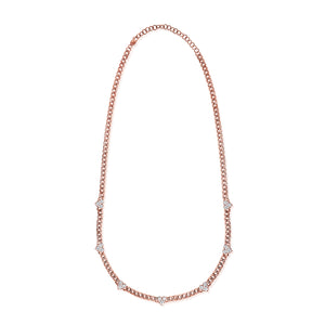 14k Gold & Diamond Heart Station Link Necklace