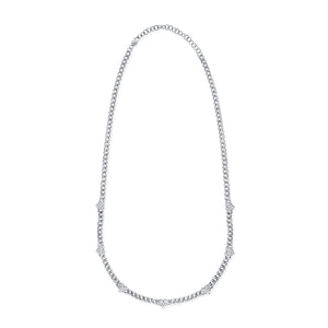 14k Gold & Diamond Heart Station Link Necklace