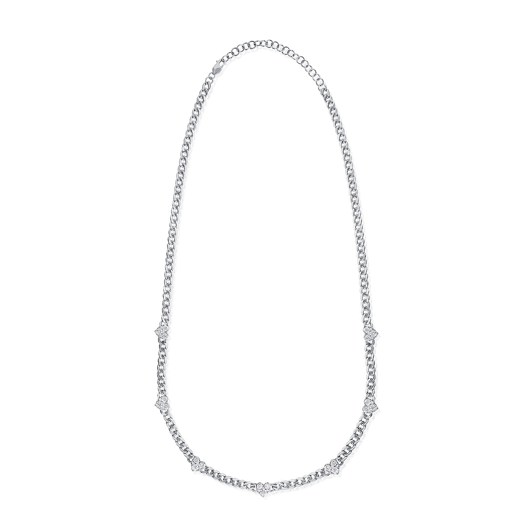 14k Gold & Diamond Heart Station Link Necklace