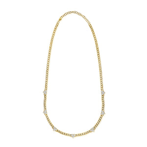 14k Gold & Diamond Heart Station Link Necklace