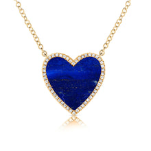 Load image into Gallery viewer, 14k Gold Diamond &amp; Lapis Heart Necklace