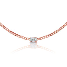 Load image into Gallery viewer, 14K Gold &amp; Baguette Diamond Curb Link Necklace