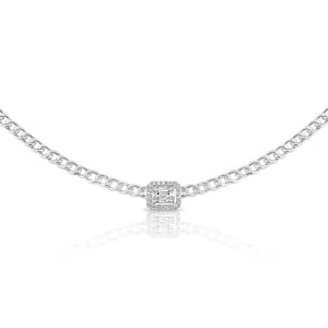 14K Gold & Baguette Diamond Curb Link Necklace