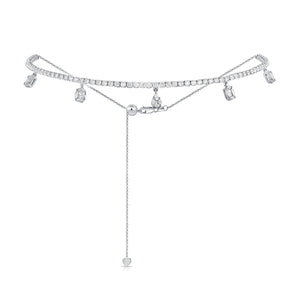 14k Gold & Diamond Adjustable Dangle Choker Necklace