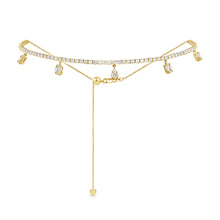 Load image into Gallery viewer, 14k Gold &amp; Diamond Adjustable Dangle Choker Necklace
