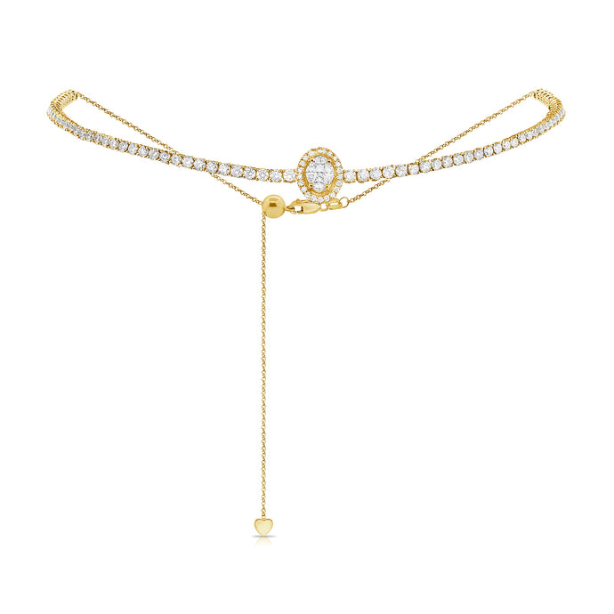 14k Gold & Diamond Adjustable Choker Necklace