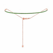 Load image into Gallery viewer, 14k Gold &amp; Green Emerald Adjustable Tennis Choker Necklace