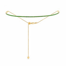 Load image into Gallery viewer, 14k Gold &amp; Green Emerald Adjustable Tennis Choker Necklace