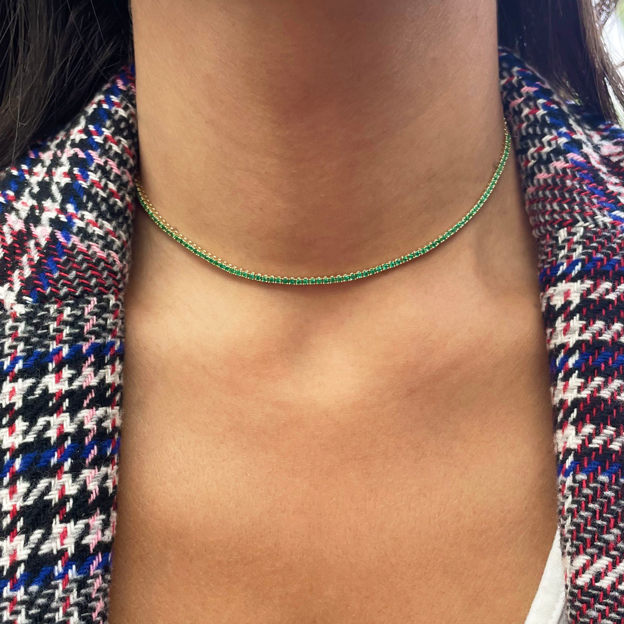 Ibiza Emerald Green CZ's 4 Prong Tennis Necklace – G&S