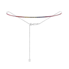 Load image into Gallery viewer, 14k Gold &amp; Multi-Sapphire Rainbow Adjustable Tennis Choker Necklace