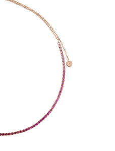 14k Gold & Red Ruby Ombre Adjustable Choker Tennis Necklace