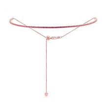 Load image into Gallery viewer, 14k Gold &amp; Red Ruby Ombre Adjustable Choker Tennis Necklace