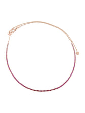 Load image into Gallery viewer, 14k Gold &amp; Red Ruby Ombre Adjustable Choker Tennis Necklace
