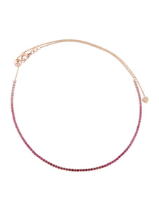 14k Gold & Red Ruby Ombre Adjustable Choker Tennis Necklace
