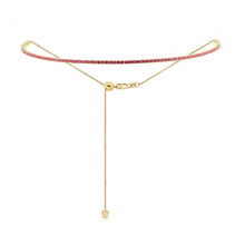 Load image into Gallery viewer, 14k Gold &amp; Red Ruby Ombre Adjustable Choker Tennis Necklace