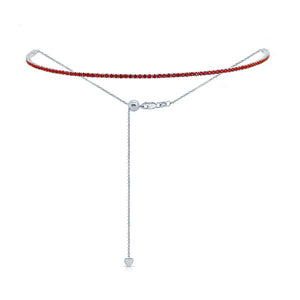 14k Gold & Red Ruby Adjustable Tennis Choker Necklace