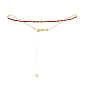 14k Gold & Red Ruby Adjustable Tennis Choker Necklace