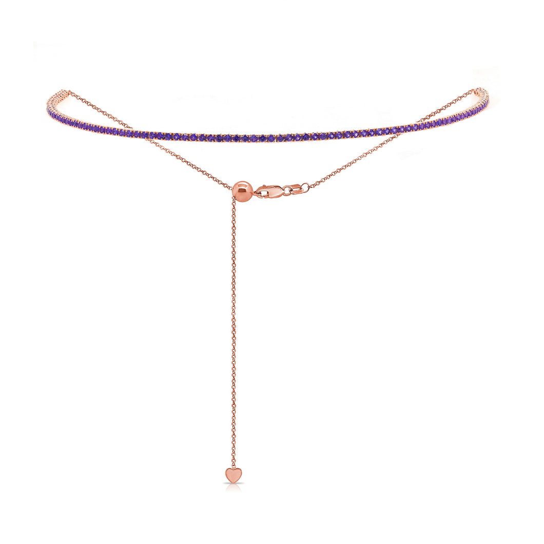 14k Gold & Blue Sapphire Adjustable Tennis Choker Necklace