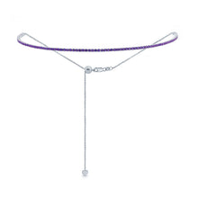 Load image into Gallery viewer, 14k Gold &amp; Blue Sapphire Adjustable Tennis Choker Necklace