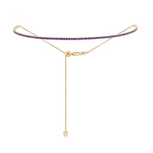 Load image into Gallery viewer, 14k Gold &amp; Blue Sapphire Adjustable Tennis Choker Necklace