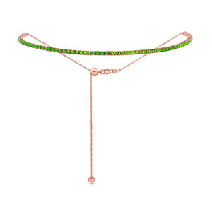 14k Gold & Green Emerald Adjustable Tennis Choker Necklace