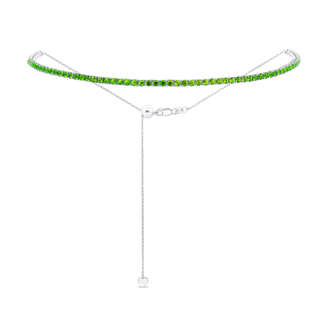 14k Gold & Green Emerald Adjustable Tennis Choker Necklace