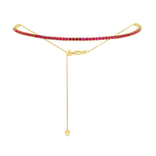 Load image into Gallery viewer, 14k Gold &amp; Red Ruby Adjustable Tennis Choker Necklace
