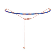 Load image into Gallery viewer, 14k Gold &amp; Blue Sapphire Adjustable Tennis Choker Necklace