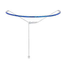 Load image into Gallery viewer, 14k Gold &amp; Blue Sapphire Adjustable Tennis Choker Necklace