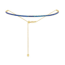 Load image into Gallery viewer, 14k Gold &amp; Blue Sapphire Adjustable Tennis Choker Necklace