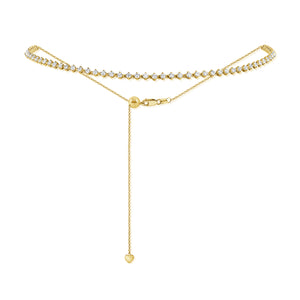 14k Gold & Diamond Adjustable Tennis Choker Necklace