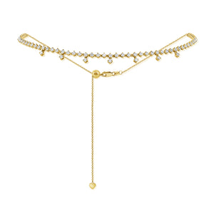 14k Gold & Diamond Adjustable Choker Necklace