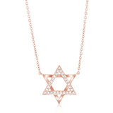 14K Gold & Diamond Star of David Necklace - 0.09ct