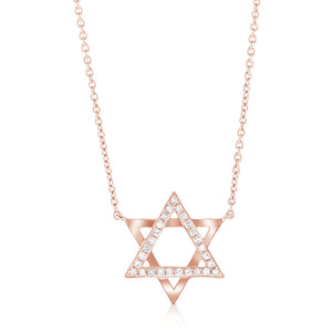 14K Gold & Diamond Star of David Necklace