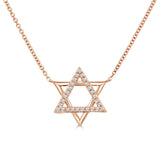 14K Gold & Diamond Star of David Necklace - 0.09ct