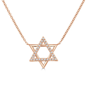 14K Gold & Diamond Star of David Necklace