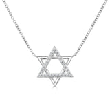 14K Gold & Diamond Star of David Necklace - 0.09ct