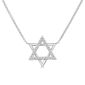 14K Gold & Diamond Star of David Necklace