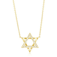 Load image into Gallery viewer, 14K Gold &amp; Diamond Star of David Necklace