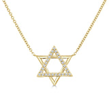 14K Gold & Diamond Star of David Necklace - 0.09ct
