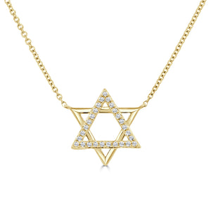 14K Gold & Diamond Star of David Necklace