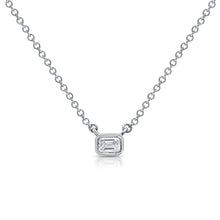 Load image into Gallery viewer, 14K Gold Diamond Emerald Cut Bezel Necklace