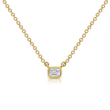 Load image into Gallery viewer, 14K Gold Diamond Emerald Cut Bezel Necklace