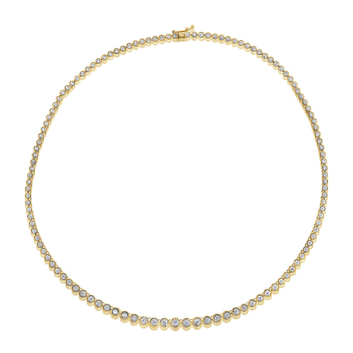 14k Gold & Diamond Bezel Tennis Necklace
