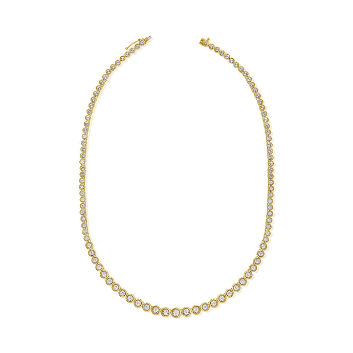 14k Gold & Diamond Bezel Tennis Necklace