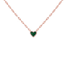 Load image into Gallery viewer, 14K Gold Malachite &amp; Diamond Heart Necklace