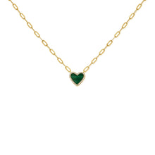 Load image into Gallery viewer, 14K Gold Malachite &amp; Diamond Heart Necklace