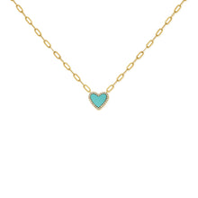 Load image into Gallery viewer, 14K Gold Turquoise &amp; Diamond Heart Necklace