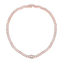 Load image into Gallery viewer, 14k Gold &amp; Baguette Diamond Curb Link Chain Necklace