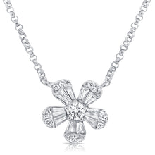 Load image into Gallery viewer, 14k Gold &amp; Diamond Baguette Flower Necklace